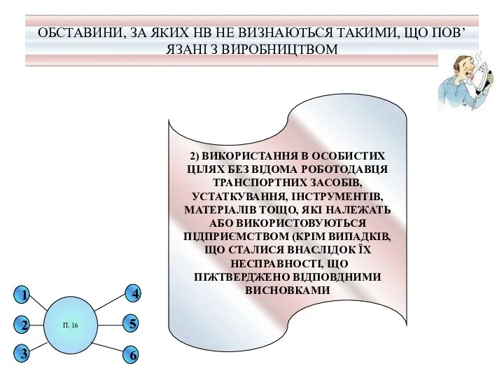 ОБСТАВИНИ, ЗА ЯКИХ НВ НЕ ВИЗНАЮТЬСЯ ТАКИМИ, ЩО ПОВ’ЯЗАНІ З ВИРОБНИЦТВОМ