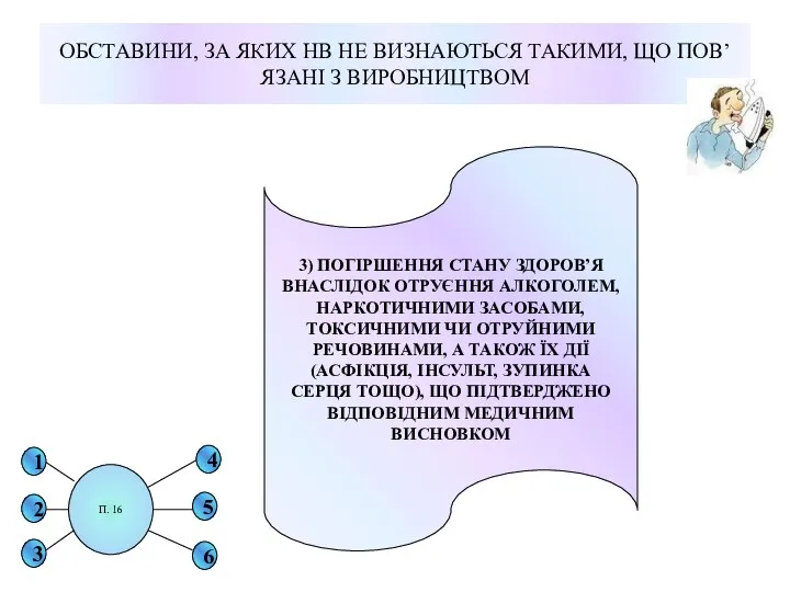 ОБСТАВИНИ, ЗА ЯКИХ НВ НЕ ВИЗНАЮТЬСЯ ТАКИМИ, ЩО ПОВ’ЯЗАНІ З ВИРОБНИЦТВОМ