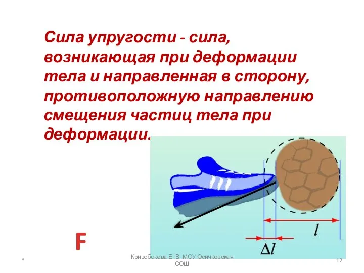 Сила упругости - сила, возникающая при деформации тела и направленная в