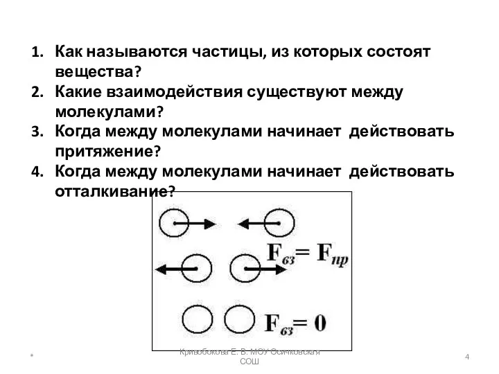 Как называются частицы, из которых состоят вещества? Какие взаимодействия существуют между