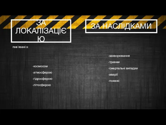 ЗА ЛОКАЛІЗАЦІЄЮ пов’язані з: ЗА НАСЛІДКАМИ