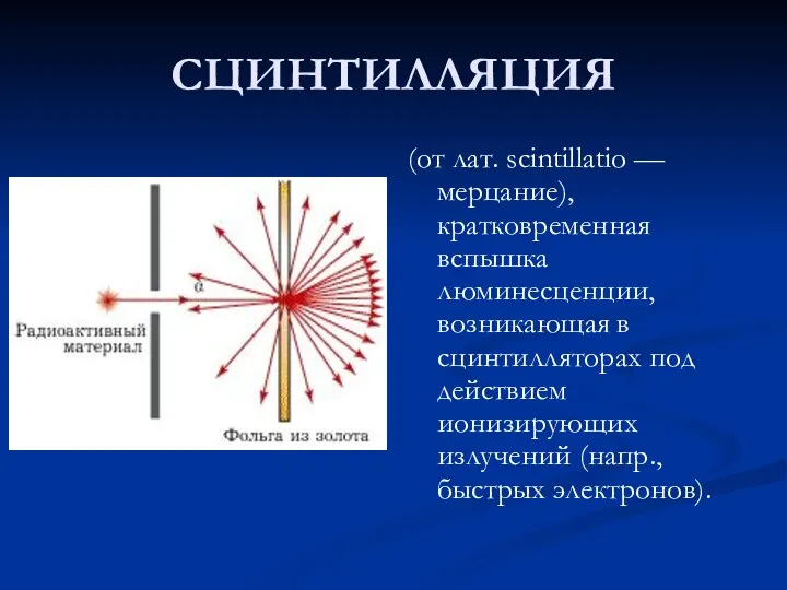 СЦИНТИЛЛЯЦИЯ (от лат. scintillatio — мерцание), кратковременная вспышка люминесценции, возникающая в