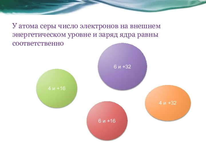 У атома серы число электронов на внешнем энергетическом уровне и заряд