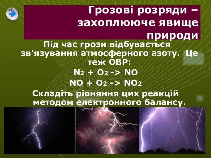 Грозові розряди – захоплююче явище природи Під час грози відбувається зв'язування