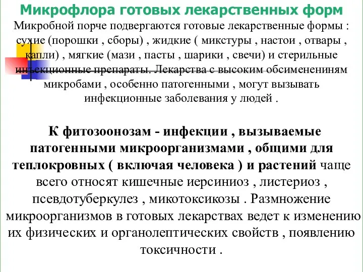 Микрофлора готовых лекарственных форм Микробной порче подвергаются готовые лекарственные формы :