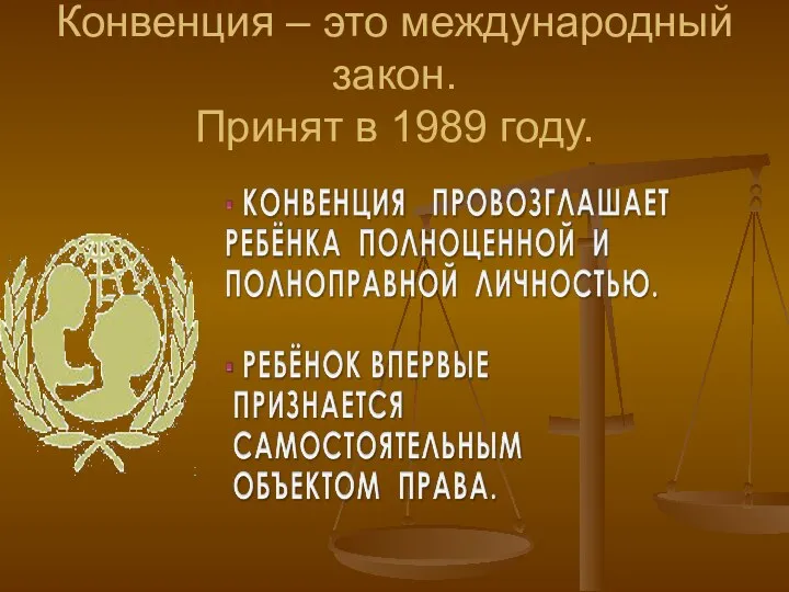 Конвенция – это международный закон. Принят в 1989 году.