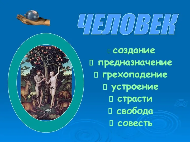 создание предназначение грехопадение устроение страсти свобода совесть ЧЕЛОВЕК