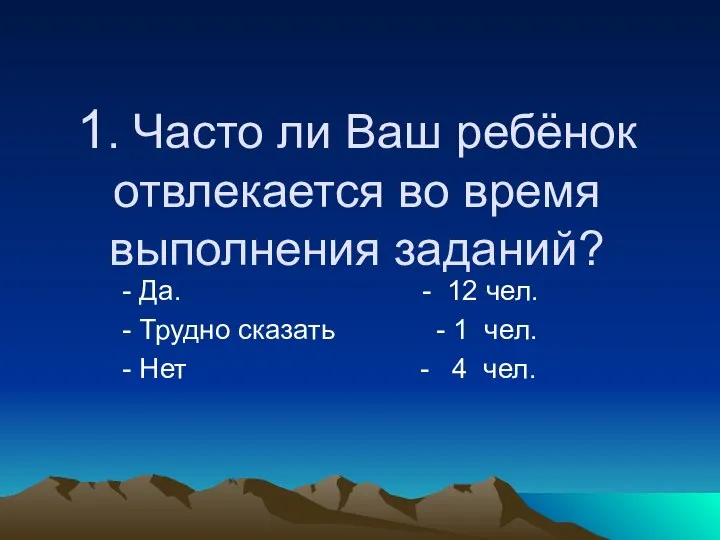 1. Часто ли Ваш ребёнок отвлекается во время выполнения заданий? -