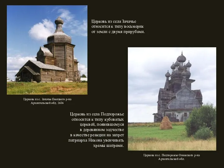 Церковь из села Подпорожье относится к типу кубоватых церквей, появившемуся в