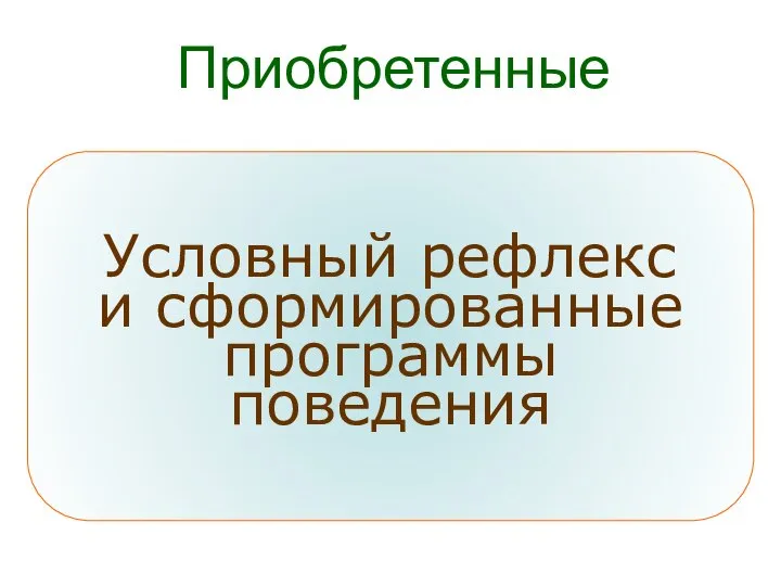 Условный рефлекс и сформированные программы поведения Приобретенные