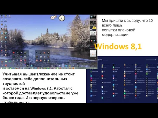 Windows 8,1 Учитывая вышеизложенное не стоит создавать себе дополнительных трудностей и