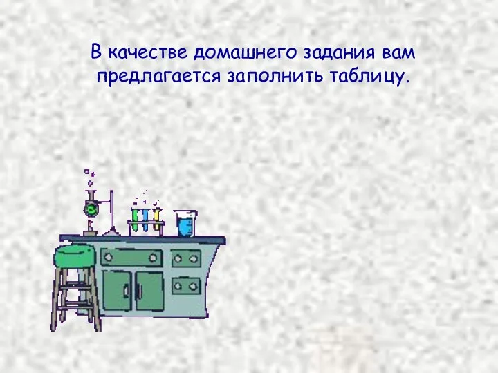 В качестве домашнего задания вам предлагается заполнить таблицу.