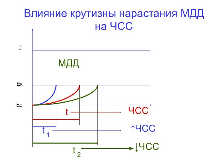 Ео Ек 0 t МДД t 1 t 2 ЧСС ↑ЧСС