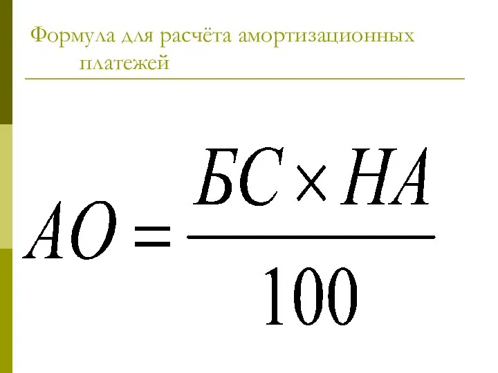 Формула для расчёта амортизационных платежей