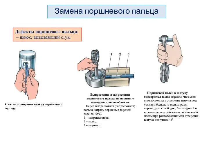 Поршневой палец к шатуну подбирается таким образом, чтобы он плотно входил