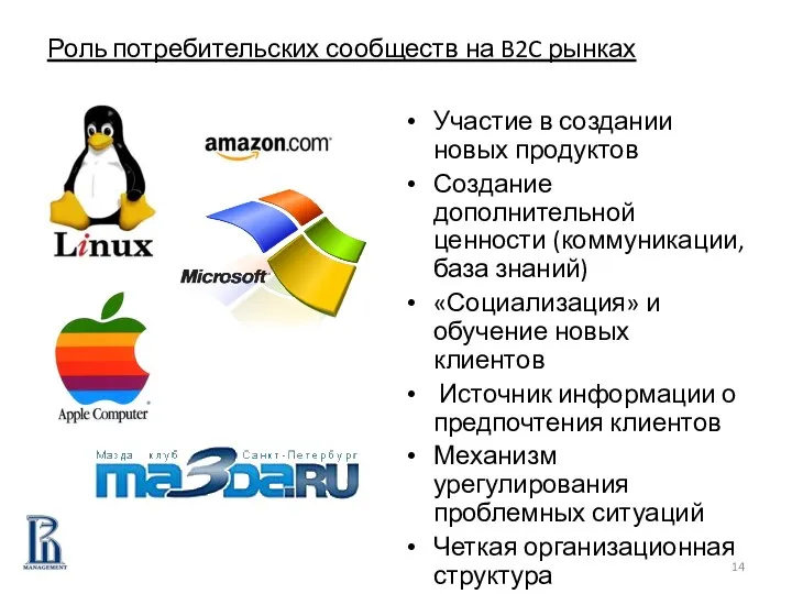 Роль потребительских сообществ на B2C рынках Участие в создании новых продуктов