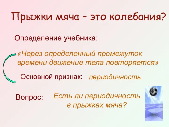 Прыжки мяча – это колебания? Определение учебника: «Через определенный промежуток времени