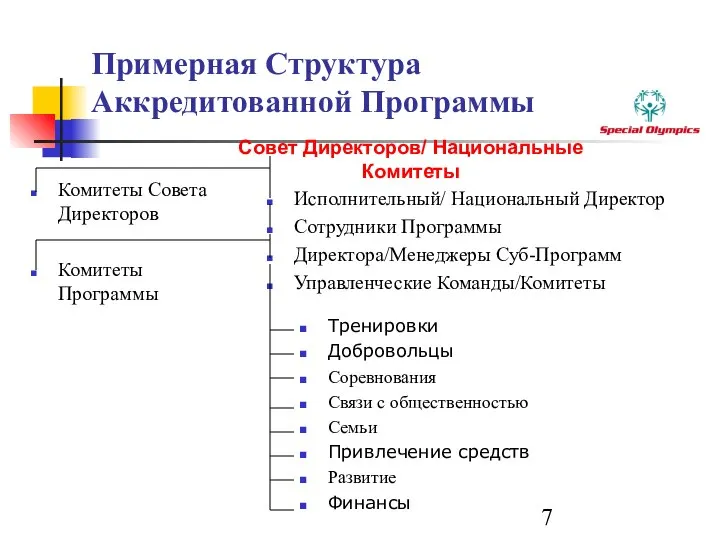 Примерная Структура Аккредитованной Программы Комитеты Совета Директоров Комитеты Программы Исполнительный/ Национальный