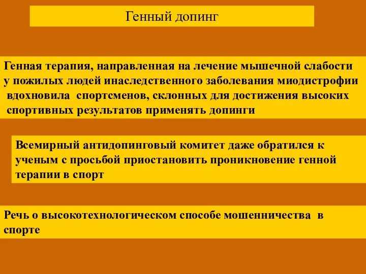 Генный допинг Генная терапия, направленная на лечение мышечной слабости у пожилых