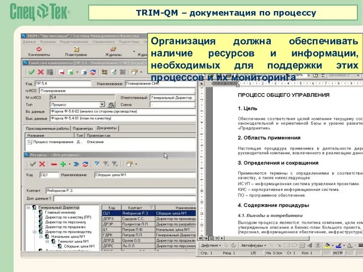 Организация должна обеспечивать наличие ресурсов и информации, необходимых для поддержки этих