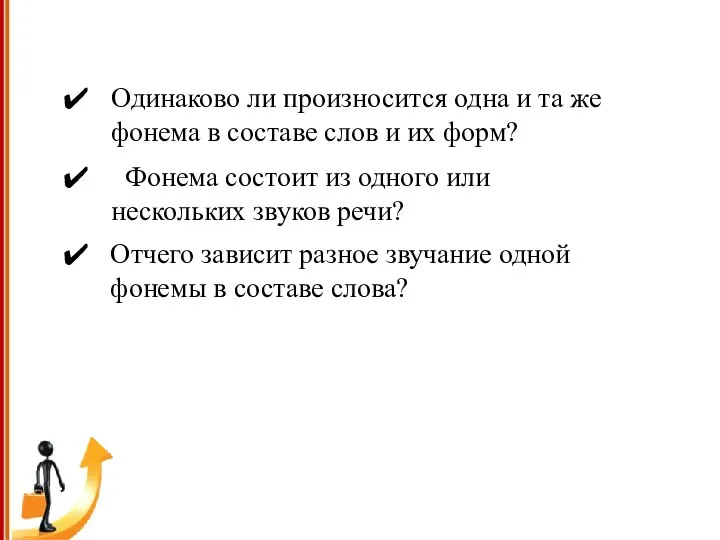 ПРОВЕРКА УСВОЕНИЯ ЗНАНИЙ Одинаково ли произносится одна и та же фонема