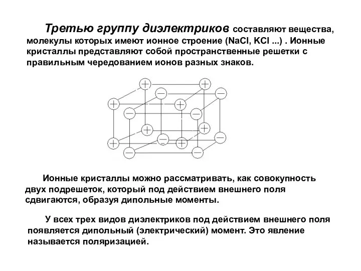 Ионные кристаллы можно рассматривать, как совокупность двух подрешеток, который под действием