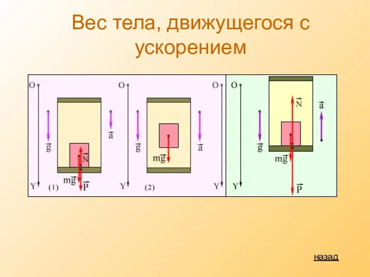 Вес тела, движущегося с ускорением назад