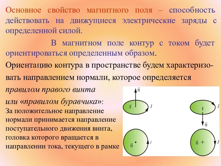 Основное свойство магнитного поля – способность действовать на движущиеся электрические заряды