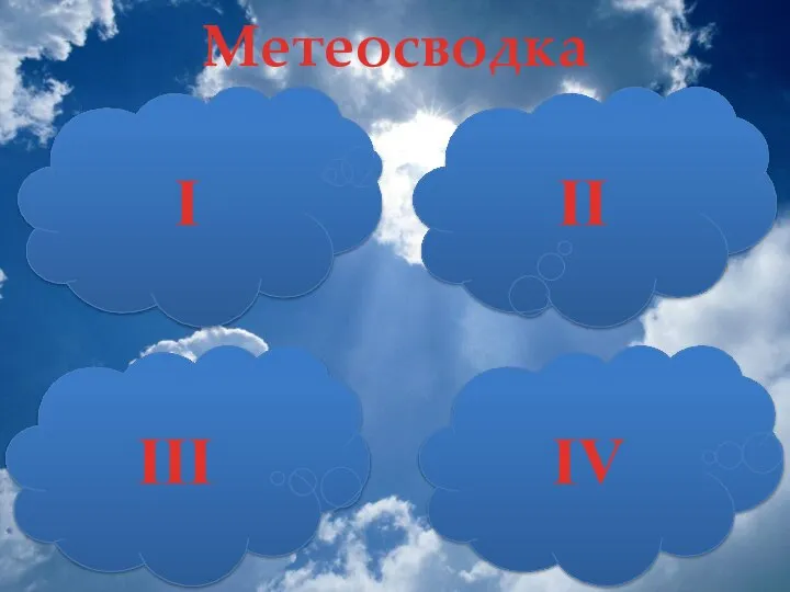 III I II IV Метеосводка