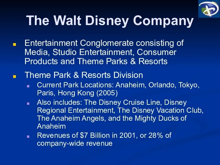 The Walt Disney Company Entertainment Conglomerate consisting of Media, Studio Entertainment,