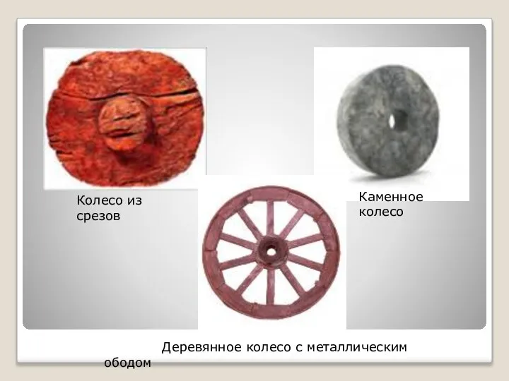 Каменное колесо Колесо из срезов Деревянное колесо с металлическим ободом