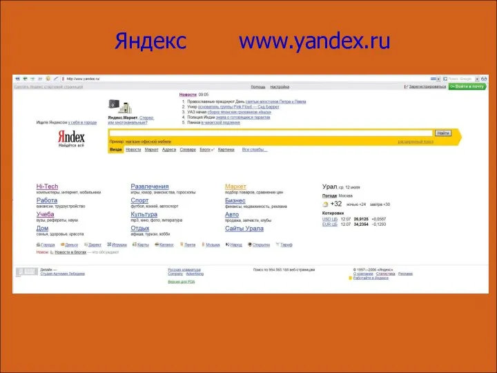 Яндекс www.yandex.ru