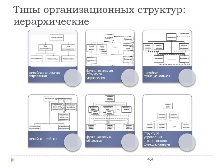 Типы организационных структур: иерархические 4.4.