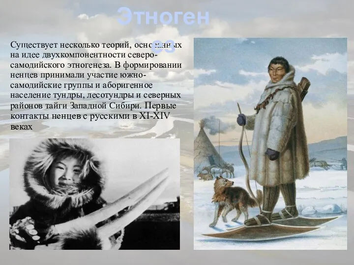 Существует несколько теорий, основанных на идее двухкомпонентности северо-самодийского этногенеза. В формировании