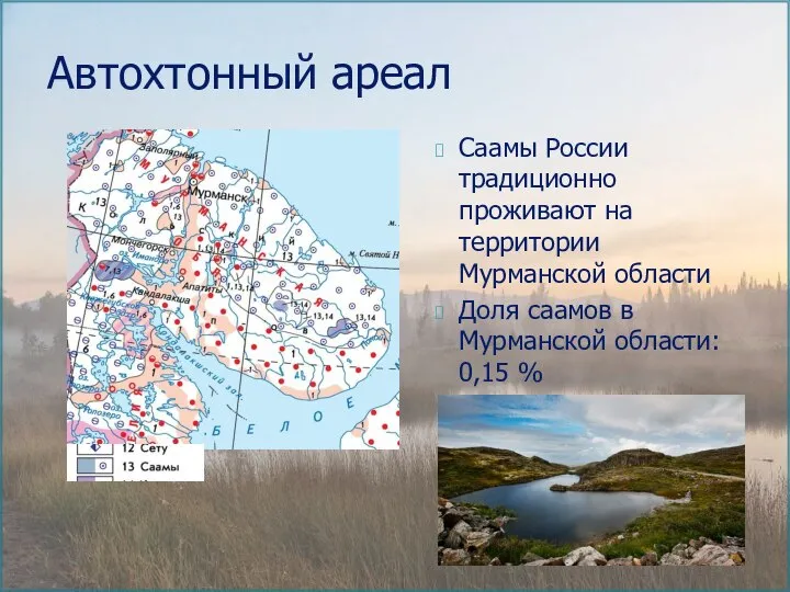 Саамы России традиционно проживают на территории Мурманской области Доля саамов в