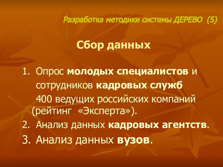 Сбор данных 1. Опрос молодых специалистов и сотрудников кадровых служб 400