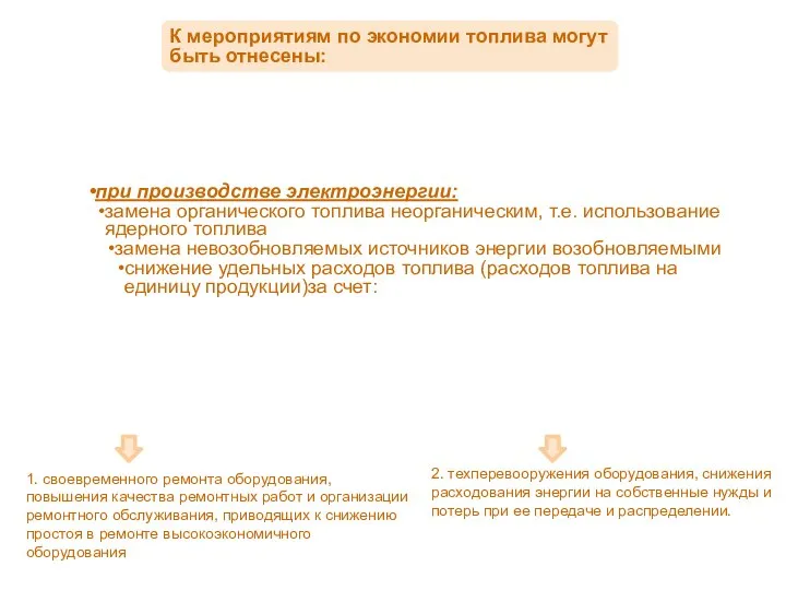 1. своевременного ремонта оборудования, повышения качества ремонтных работ и организации ремонтного