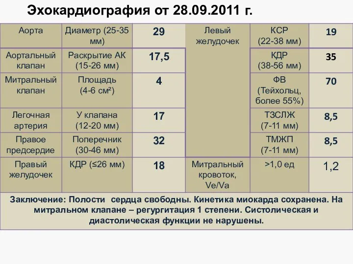 Эхокардиография от 28.09.2011 г.