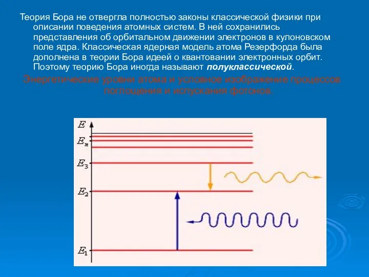 Теория Бора не отвергла полностью законы классической физики при описании поведения