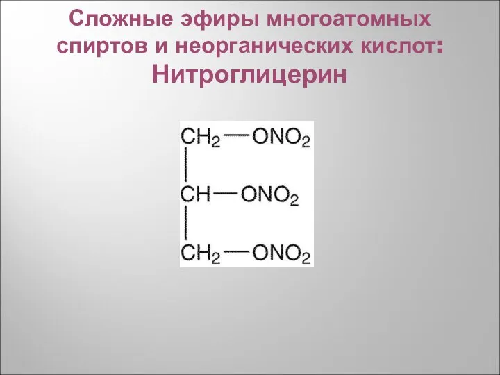 Сложные эфиры многоатомных спиртов и неорганических кислот: Нитроглицерин