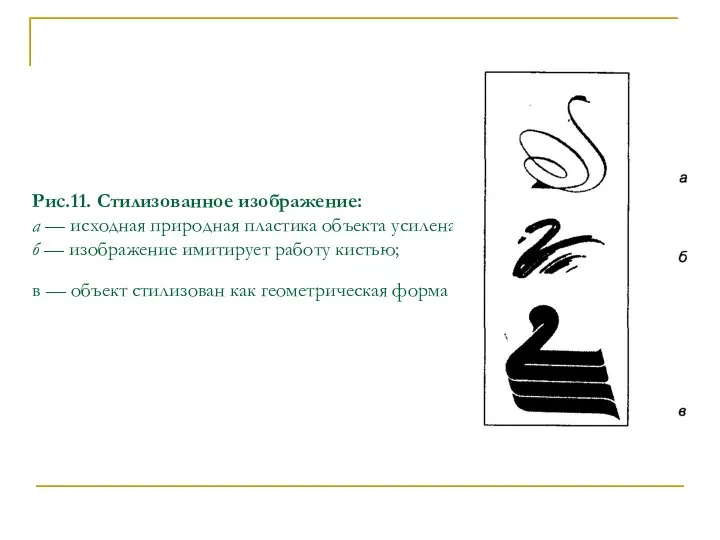 Рис.11. Стилизованное изображение: а — исходная природная пластика объекта усилена; б