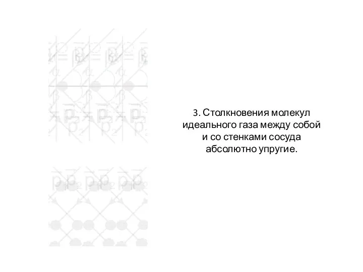 3. Столкновения молекул идеального газа между собой и со стенками сосуда абсолютно упругие.