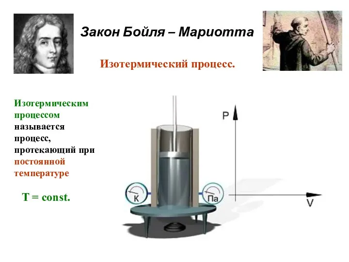 Закон Бойля – Мариотта Изотермический процесс. Изотермическим процессом называется процесс, протекающий