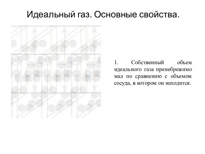 Идеальный газ. Основные свойства. 1. Собственный объем идеального газа пренебрежимо мал