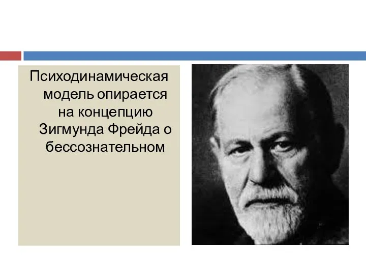 Психодинамическая модель опирается на концепцию Зигмунда Фрейда о бессознательном