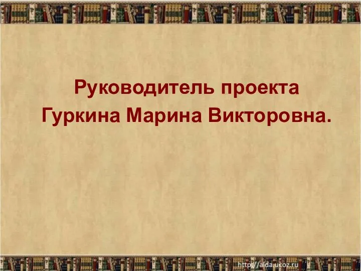 Руководитель проекта Гуркина Марина Викторовна.