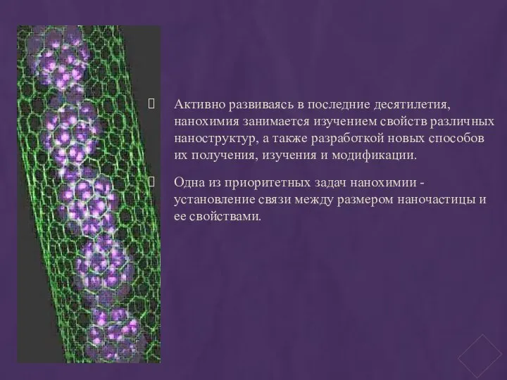 Активно развиваясь в последние десятилетия, нанохимия занимается изучением свойств различных наноструктур,