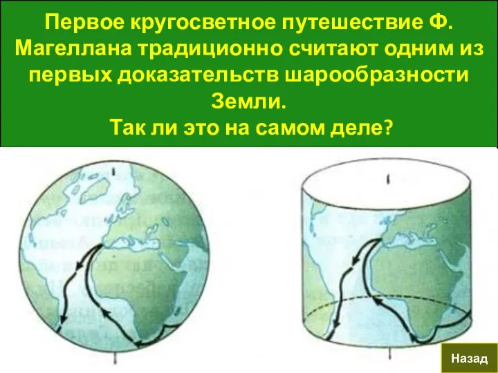 Первое кругосветное путешествие Ф.Магеллана традиционно считают одним из первых доказательств шарообразности