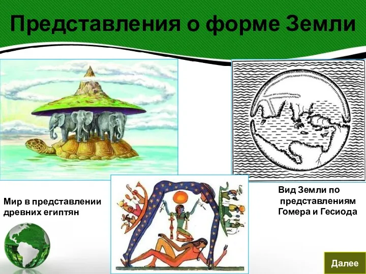 Представления о форме Земли Далее Мир в представлении древних египтян Вид