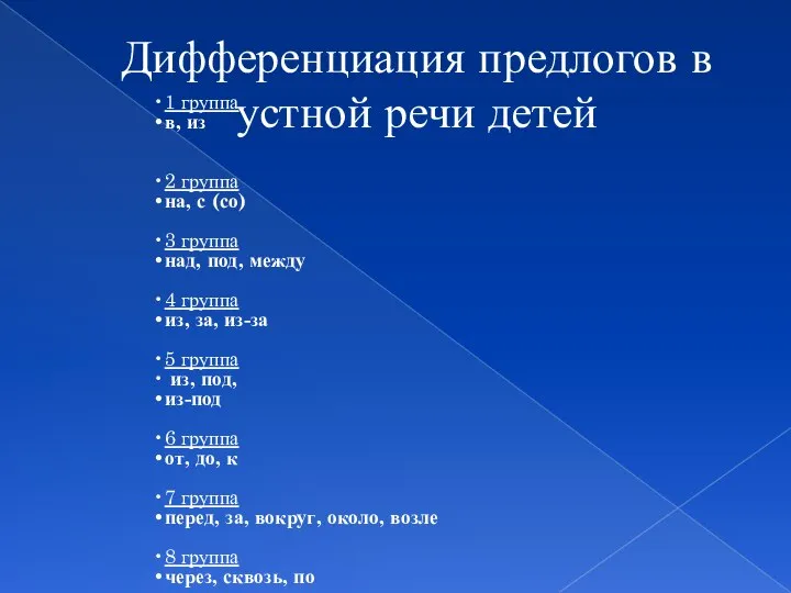 Дифференциация предлогов в устной речи детей